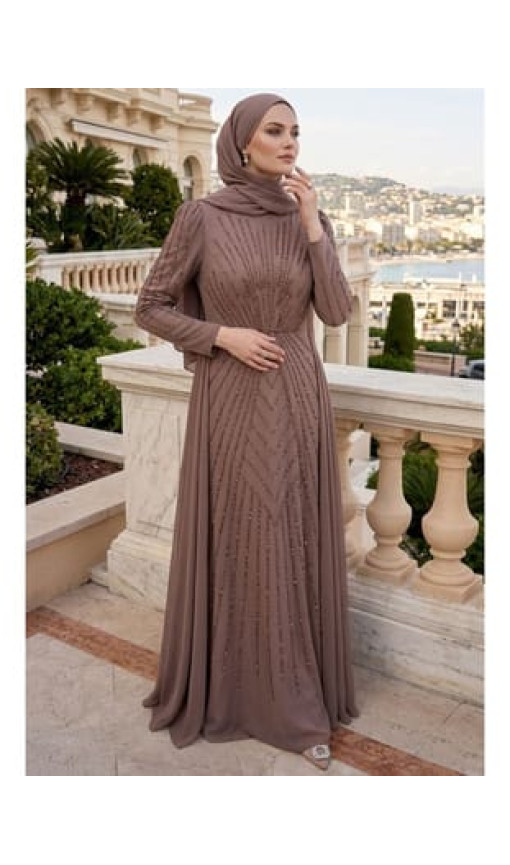 - Saten Vizon Taş İşlemeli 56061V - Saten Vizon Taş İşlemeli 56061V