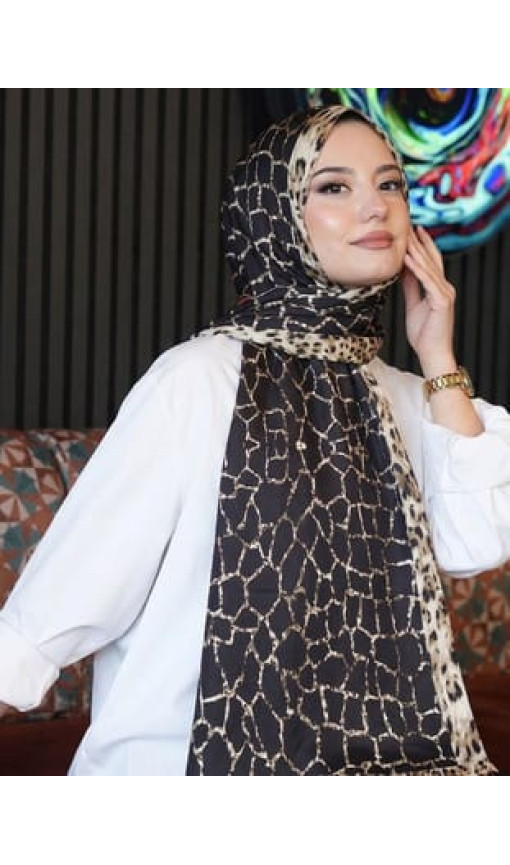 Mermer Desen Siyah Soft Pamuk Şal