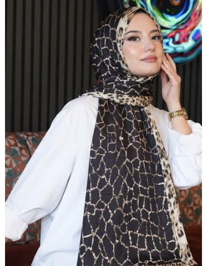 Mermer Desen Siyah Soft Pamuk Şal